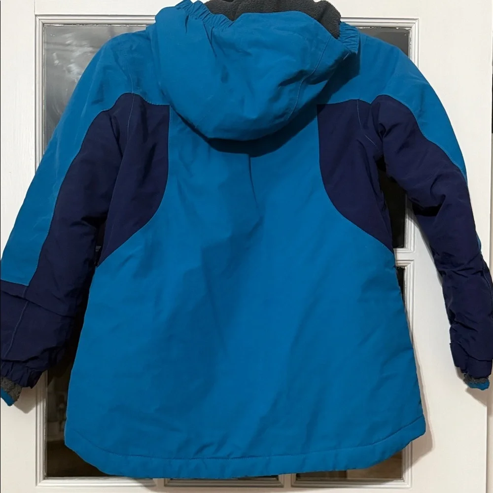 Lands' End Kids' Squall WATERPROOF/WINDPROOF Two-Tone Blue Hooded Puffer Jacket